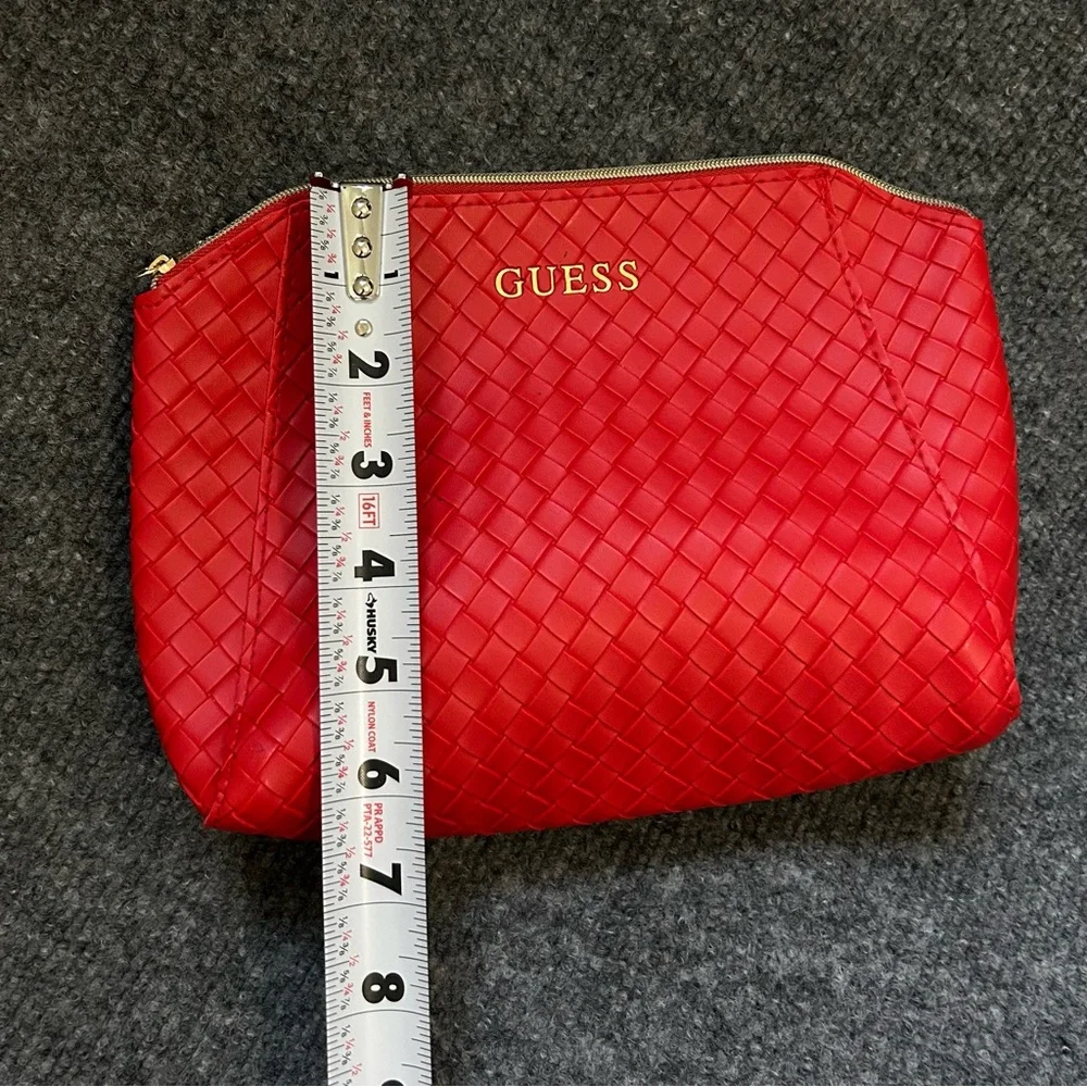 Guess Red Woven Cosmetic Travel Bag
